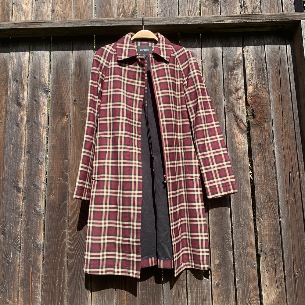 Express Plaid Long Coat